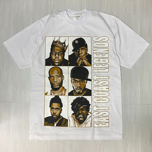 LA発 【3XL】 EAST COAST LEGENDS 東海岸 アンダーグラウンド グラフィック ヘビーウェイト 半袖 Tシャツ 白 HIPHOP ヒップホップ