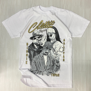 LA発 【L】 Classic Legends アンダーグラウンド グラフィック ヘビーウェイト 半袖 Tシャツ 白 HIPHOP アリーヤ 2パック ビギー R&B