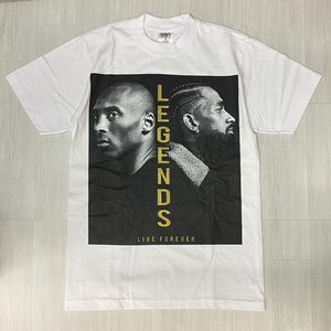 LA発 【M】 LA レジェンド Nipsey Kobe アンダーグラウンド グラフィック ヘビーウェイト 半袖 Tシャツ 白 HIPHOP ニプシー NBA コービー