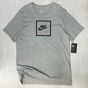 USA正規品 【L】 NIKE ナイキ AIR エア ボックスロゴ 半袖 クルーネック Tシャツ スタンダードフィット スウッシュ グレー (NK4)