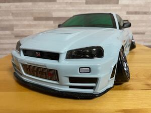 タミヤ 日産 スカイライン ニスモ R34 GT-R Z-tune 1/10 ラジコン カー ボディ コルサグレイ 塗装品