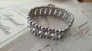 * silver color beads × rhinestone *... bangle *