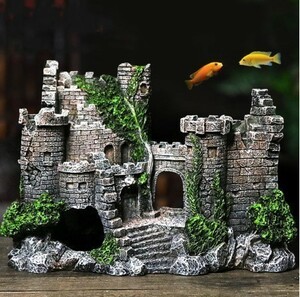 ◆注目の品◆高品質◆アクアリウム 廃墟オブジェ 樹脂 人工 水槽の装飾 古代の城 造園 水槽 岩の洞窟 建物の装飾 水槽アクセサリー