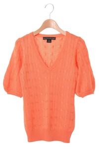  beautiful goods RALPH LAUREN BLACK LABEL silk V neck short sleeves knitted XS orange Ralph Lauren KL4PASCB96