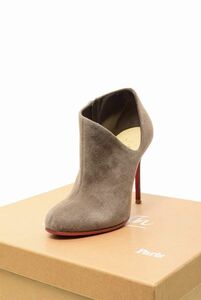 Christian Louboutin LISSE 100 スエード ブーティ 34.5 グレー クリスチャンルブタン KL4CKLQL10