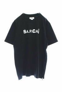 美品 A.P.C. × sacai サイドジップ プリント Tシャツ XL ブラック アーペーセー KL4C2PBA59