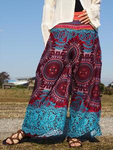 * ethnic wide pants race flower including carriage * new goods unused C*geli woven cloth unisex ethnic sarouel pants yoga 