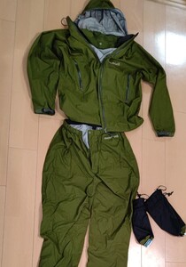 モンベル ゴアテックス mont-bell GORE-TEX レイントレッカー ジャケットパンツ上下セット Mサイズ カーキ