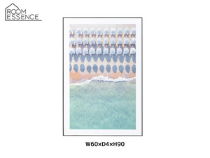 東谷 アートパネル ビーチ 海 パラソル 水色 アートキャンバス おしゃれ 壁掛け W60×D4×H90 ART-199F あずまや メーカー直送 送料無料