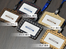 ID カードホルダー WOOCA ウッドタイプ 紐黒 ネックストラップ 青 カード ケース 天然ツキ板 おしゃれ アルファ企画 ネコポス 送料無料_画像7