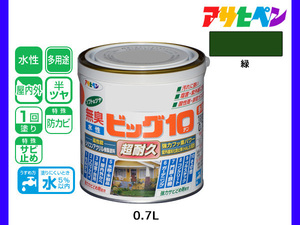 アサヒペン 水性ビッグ10 多用途 0.7L 緑 多用途 塗料 屋内外 半ツヤ 1回塗り 防カビ サビ止め 無臭 耐久性 万能型