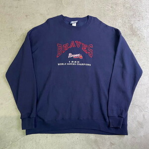 ビッグサイズ 90年代 USA製 Lee リー MLB アトランタ・ブレーブス チーム 刺繍 スウェットシャツ メンズXXL
