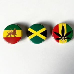 【レゲエ系】缶バッジ3個セット*ユダライオン*ジャマイカ国旗*マリファナ