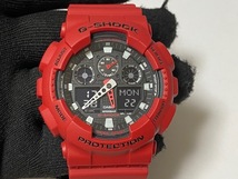 カシオ CASIO Gショック G-SHOCK アナデジ ブラック×レッド GA-100B-4AJF 展示未使用品_画像1