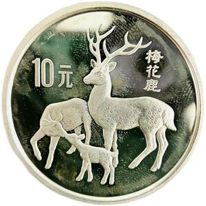 中国 ニホンジカ 銀貨 シルバー 1989年 品位925/1000 27g アンティークコイン