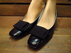 ビンテージ70's●DEAD STOCK Personalityエナメルパンプス黒size8 2A/4A●odst 1970sデッドストックレディース靴