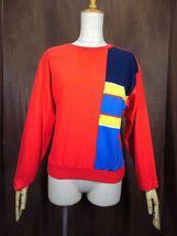 ビンテージ70’s80’s●aileenレディースマルチカラーコットントップスsize M●220420k6-w-tp 1970s1980s古着長袖USA_画像1