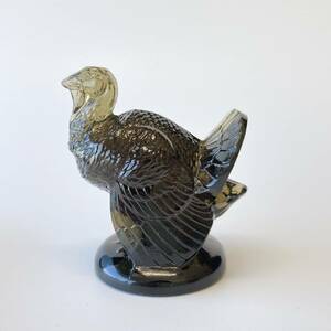 【本人作】R.LALIQUE ルネ・ラリック　印章　彫像　置物「Dindon」七面鳥　スモーク　トパーズガラス　アンティーク　1925年