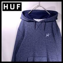 HUF ハフ パーカー フーディ ネイビー Mサイズ 刺繍ワンポイントロゴ_画像1