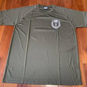 沖縄 米軍放出品 米軍実物 AMPHIBIOUS RAIDS BRANCH Tシャツ LARGE OD (管理番号W53)