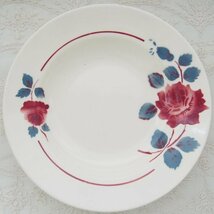 フランス　BADONVILLER　レッドローズ　赤い薔薇　スーププレート（深皿）　ヴィンテージ　アンティーク　テーブルウェア　TB0650_画像2