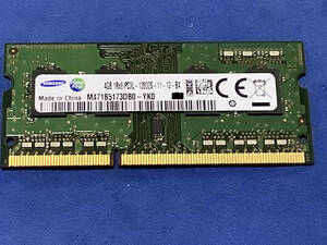 DDR3メモリ SAMSUNG PC3L-12800S 4GB ノートブック用メモリ 204pin SODIMM M471B5173DB0-YK0 両面実装 (1Rx8) 動作保証品