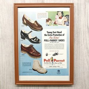 ■即決◆1947年(昭和22年) Poll-Parrot Shoes ポールパロット 子供靴【B4-5225】アメリカ ビンテージ雑誌広告【B4額装品】当時物 ★同梱可