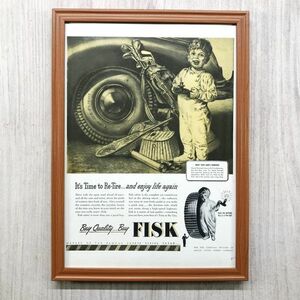 ■即決◆1946年(昭和21年) FISK TIRES フィスク タイヤ【B4-3563】アメリカ ビンテージ雑誌広告【B4額装品】当時物/本物広告 ★同梱可