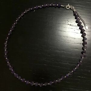  silver 925 hand made natural stone amethyst necklace 42cm~47cm Indian jewelry Navajo group Power Stone 