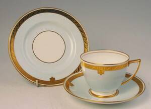  Minton gold paint cup & saucer & plate * Lt/Blue (1 class goods )