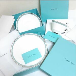 ティファニー プラチナブルーバンド カップ＆ソーサー デザートプレート 箱付き TIFFANY&Co. TIFFANY ボックス