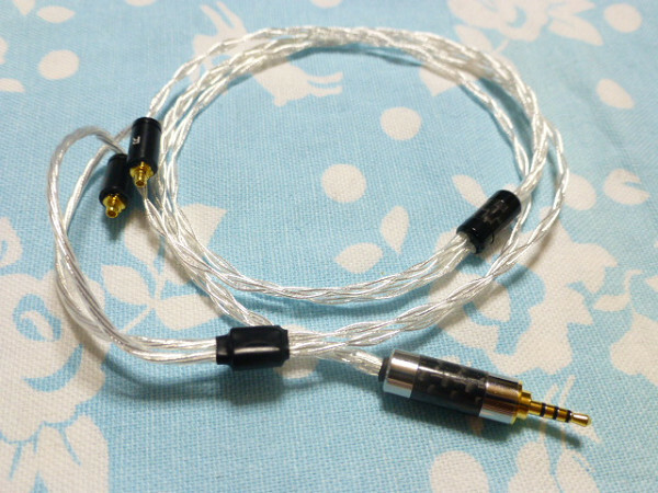 SENNHEISER IE900 IE600 IE300 AKG N30 N5005 用 切り込み入 MMCX 銀メッキOFC 八芯 ブレイド編み 2.5mm4極 短め 66cm (カスタム可能)