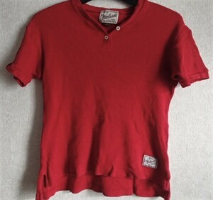 woolrich ウールリッチ ヘンリーネック　Tシャツ　カットソー　半袖　L　11号　赤　アシックス