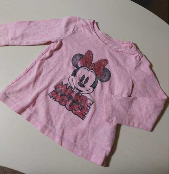 babyGAP Disney ベビーギャップ ミニー長袖Tシャツ 薄手トップス 2years 95 美品 ラメTシャツ 薄手シャツ