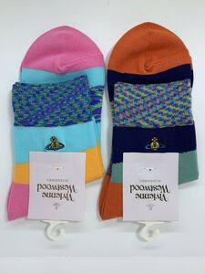 vivienne westwood ヴィヴィアンウエストウッド レディースソックス ジオメトリック クルーソックス 2点セット 新品未使用品