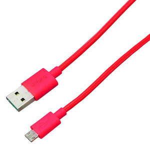 送料無料【未使用】リバーシブル 両面挿せる Micro USBケーブル1m 丈夫なメッシュケーブル レッド 赤 micro-B USB A■充電・同期ケーブル