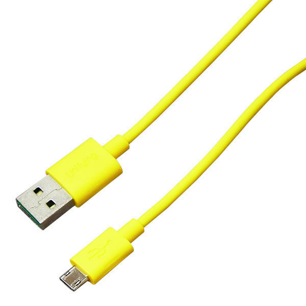 送料無料【未使用品】リバーシブル 両面挿せる Micro USBケーブル 1m イエロー 黄 micro-B USB A■2.4A 急速充電対応■充電・同期ケーブル