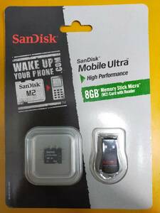 送料無料【未使用品】SanDisk メモリースティック Micro 8GB M2 Mobile Ultra Memory Stick 並行輸入品■USBカードリーダー付き PSP go対応