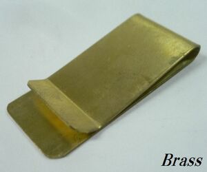 真鍮製Brassシンプル無地ブラス マネークリップLサイズ