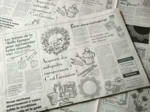 フランスの新聞紙風 包装紙　25枚■ラッピングペーパー■英字新聞