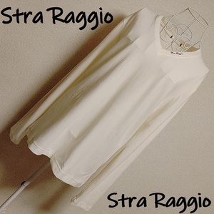 テットオム Stra Raggio★L オフホワイト 白★メンズ 日本製 長袖 Vネック カットソー ニット 薄手 セーター ゴルフウェア ストララッジョ