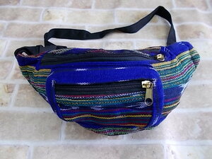  waist bag belt bag 3 zipper ethnic cotton ikatto travel outdoor gatemala②