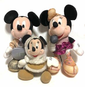 ■色ハゲ・薄汚れあり■ミッキーマウス・ミニーマウス ぬいぐるみ 3体セット■ディズニー・Disney