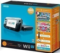 完品 / Wii U ファミリープレミアムセット 黒 / NewスーパーマリオブラザーズU , Wii Party U 付 / 動作確認済 / お急ぎ対応