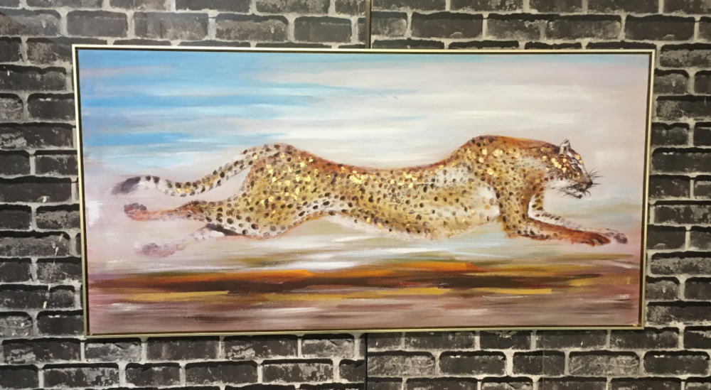 Fixed price, outlet, unused, free shipping, favorite, leopard, leopard, framed, art panel, 140cm wide, housewarming gift, present, gift, Artwork, Painting, others