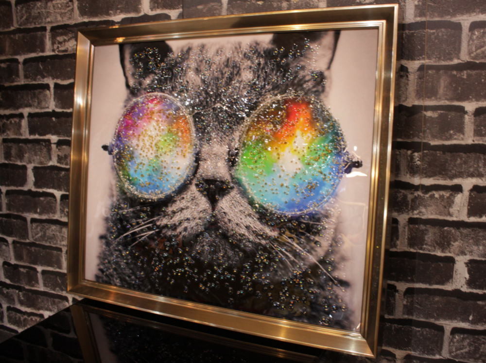 Festpreis / Unbenutzt / Kostenloser Versand / Kunsttafel, die Ihren Raum wunderschön färbt / Geschenk / Geschenk / Empfohlen für Feiern / Sonnenbrille Katze / Katze / Katze, Kunstwerk, Malerei, Andere