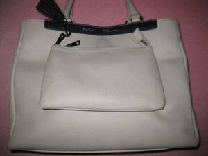 ★超美品/USED★chula/フェイクレザートート★ポーチ付★37×27×14cm★