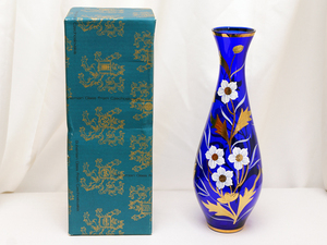 ボヘミアングラス フラワーベース 　vase dark blue　33cm