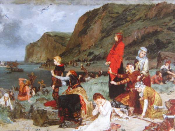 Albert Maignan, Die normannische Flotte sticht in See, um England zu erobern, Deev 1066, Aus einer seltenen Kunstsammlung, Nagelneu mit hochwertigem Rahmen, In guter Kondition, Kostenloser Versand, Malerei, Ölgemälde, Natur, Landschaftsmalerei