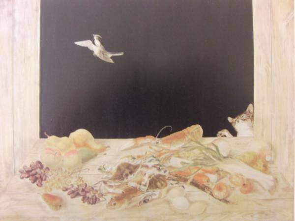 Leonard Fujita, Stillleben mit Katze, seltene Kunstbuchgemälde, Ganz neu mit Rahmen, Malerei, Ölgemälde, Natur, Landschaftsmalerei